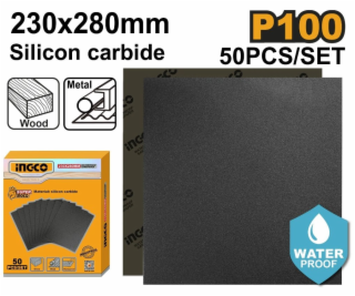 Ingco papír brusný P100 230 x 280mm, 50 ks