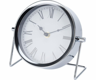 KMTP Kulaté stolní hodiny, průměr 16 cm, stříbrné, Glamour