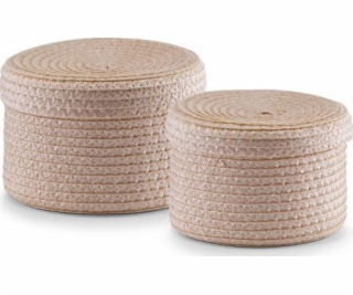 Zeller Zeller, Sada 2 kulatých košíků s víky, přírodní barva