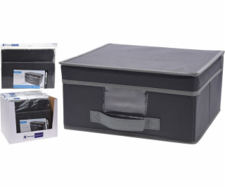 NoName Skládací textilní nádoba s víkem, šedá, 44x33x22 cm