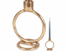 Home Styling Collection Svícen na dlouhou svíčku, hliník, zlatý, 15 cm