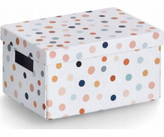 Zeller Kartonová krabice s víkem DOTS, 18 x 25 x 13 cm
