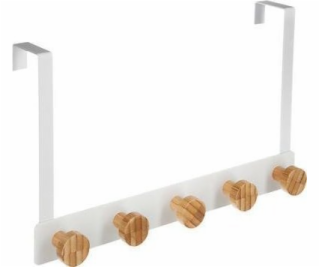 5five Dveřní věšák, 5 bambusových háčků, bílý