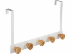 5five Dveřní věšák, 5 bambusových háčků, bílý