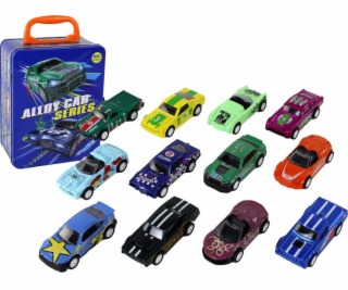 LeanToys Sada 12 kovových elektrických aut v měřítku 1:64