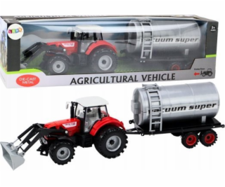 LeanToys Zemědělský traktor a bagr s pohonem cisterny čer...