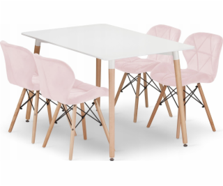 Leobert Sada obdélníkového stolu ADRIA 120x80 bílý + 4 ži...