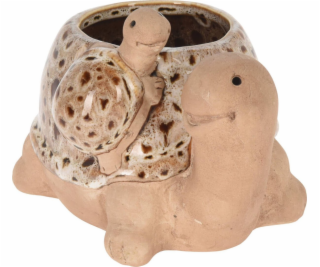 ProGarden Porcelánový zahradní květináč želva, 15 x 11 cm