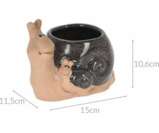 ProGarden Porcelánový zahradní květináč šnek, 15 x 11 cm