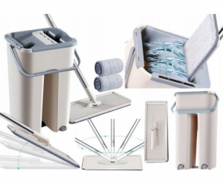 LeanToys Mop Squeeze s dvojitým kbelíkem a 2 mikrovláknov...