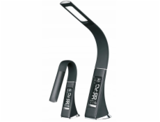 Platinet PDLU3B stolní LED lampa stmívatelná, flexibilní rameno, hodiny, černá