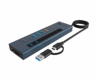 Icy Box IB-HUB1742CR-C2PD (hellblau, USB-A, USB-C, SD, mi...
