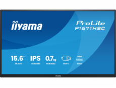 Iiyama P1671HSC-B1 (39,5 cm (15,6 palce), černý (matný), přenosný monitor s dokovací stanicí USB-C, reproduktory a koženým pouzdrem)