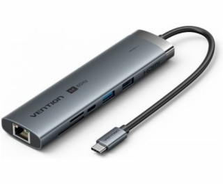 Stacja dokująca USB-C 9w1 Vention 4K 60Hz 100W PD 0.15m