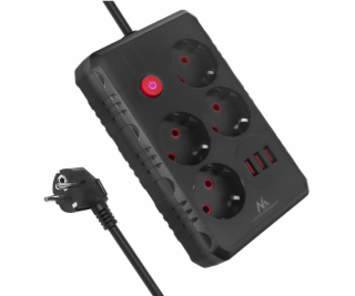 Maclean Prodlužovací kabel MCE392 B, 4 zásuvky, 3xUSB, 11...