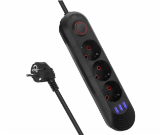 Napájecí lišta Maclean, 3zásuvkový prodlužovací kabel + 3...