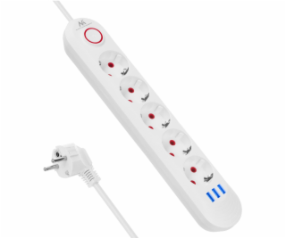 Maclean Prodlužovací kabel 5 zásuvek MCE395 W 3xUSB, 110-...