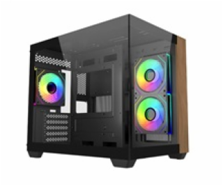 Cooler Master case Elite 481 Wood, mATX, Průhledná bočnic...