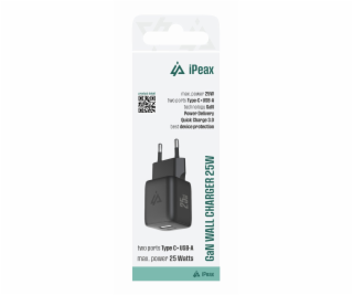 Adaptér USB iPEAX GaN USB/USB-C 90010126 Black