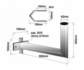 Držák antény na stožár s vinklem, galvanický zinek, délka...