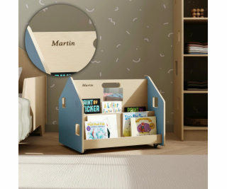 BusyKids Oboustranná knihovna na kolečkách modrá