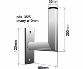 Držák antény na zeď, galvanický zinek, délka 15cm, výška ...