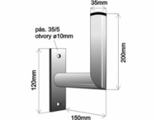 Držák antény na zeď, galvanický zinek, délka 15cm, výška 20cm