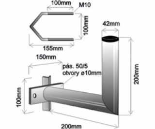 Držák antény na stožár s vinklem, galvanický zinek, délka...