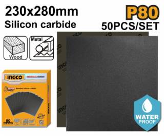 Ingco papír brusný P80 230 x 280mm, 50 ks