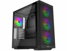 EVOLVEO Scorpio, skříň eATX/ATX, 4x ARGB ventilátor 120mm, boční panel temperované sklo + mřížkovaný přední panel
