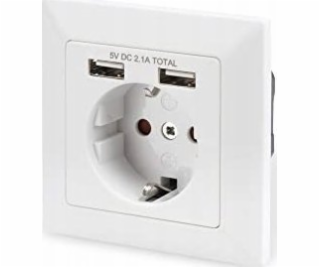 Digitus Zapuštěná bezpečnostní zásuvka s 2x USB-A (bílá)