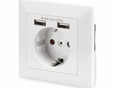 Digitus Zapuštěná bezpečnostní zásuvka s 2x USB-A (bílá)