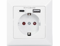 Digitus Bezpečnostní zásuvka pod omítku, s 1x USB-A a 1x USB-C (bílá)