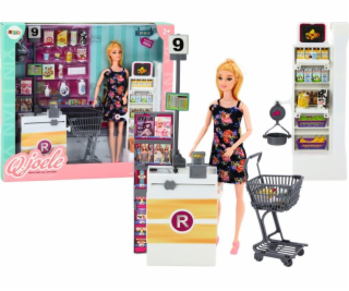 LeanToys Sada panenek do supermarketu, police, nákupní vo...