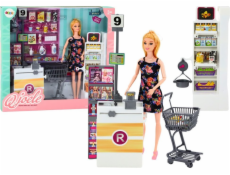 LeanToys Sada panenek do supermarketu, police, nákupní vozík, potraviny