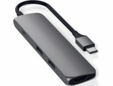 Satechi 4-in-1 USB-C Slim Multiport Adapter 4K - hliníkový adaptér pro USB-C mobilní zařízení (USB-C, 4K HDMI, 2x USB-A) (černý)
