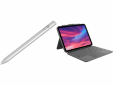 Logitech Crayon Stylus - STŘÍBRNÁ (914-000074) + kombinované dotykové pouzdro pro iPad (10. generace) šedé (920-011441)