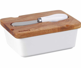 Klausberg KB-7785 BÍLÁ PORCELANOVÁ MISKA NA MÁSLO S NŮŽEM