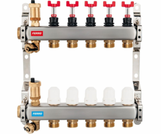 Ferro Nerezový rozdělovač 1, 6cestný s termostatickými ve...