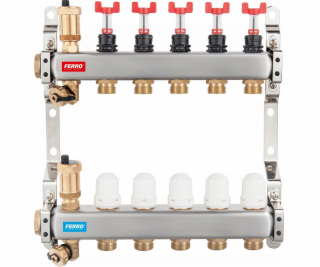Ferro Nerezový rozdělovač 1, 4cestný, s termostatickými v...