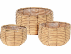 Proutěné obaly na květináče, 3 ks. v různých velikostech