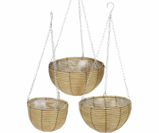 Závěsné proutěné květináče, 3 kusy v různých velikostech