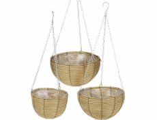 Závěsné proutěné květináče, 3 kusy v různých velikostech