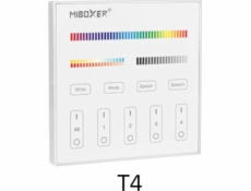 MiBoxer NÁSTĚNNÉ DÁLKOVÉ OVLADAČE PRO LED OSVĚTLENÍ T4 2,4 GHz, MONO, CCT, RGB, RGBW, RGBCCT (RGBWW) MiBOXER