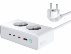 4smarts 6v1 65W GaN bílý prodlužovací kabel