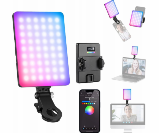 RGB LED lampa 5W Selfie Vlog + telefon CLIP 1/4   ISO Blu...