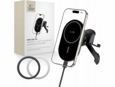 Tech-Protect Bezdrátová nabíječka MM15W-V6 s magnetickým magnetickým držákem do auta s magnetickým uchycením, 15W, černá/černá