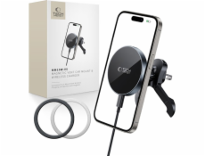 Tech-Protect Bezdrátová nabíječka MM15W-V5 s magnetickým magnetickým držákem do auta s magnetickým uchycením do větracího otvoru, 15W, černá/černá