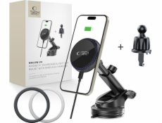 Tech-Protect Bezdrátová nabíječka MM15W-V4 s magnetickým magnetickým držákem MAGSAFE na palubní desku a větrací otvor do auta, 15W, černá