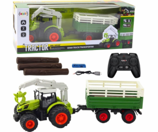 LeanToys Zemědělský traktor s přívěsem a drapákem na dálk...
